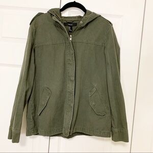 Forever 21 Zip-Up Utility Jacket in Olive Small
